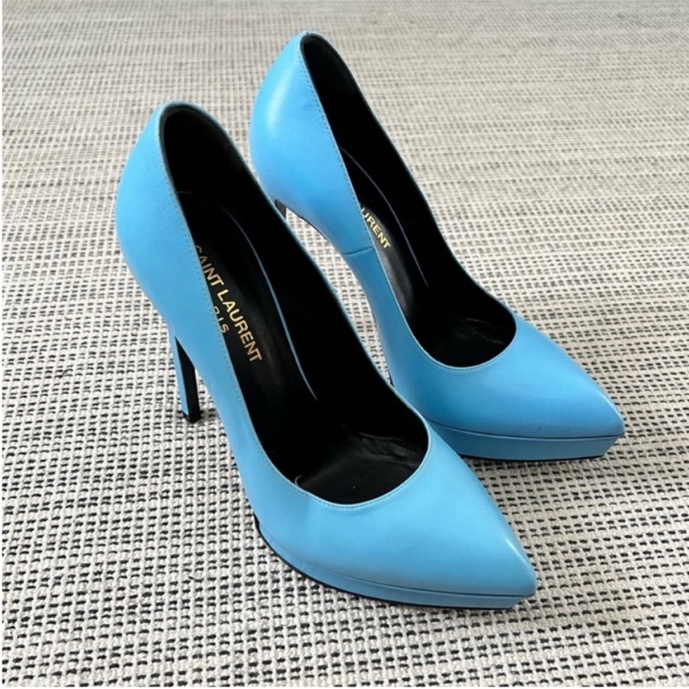 SAINT LAURENT Janis Platform Pump Glacier Baby Blue Size 36.5 - Picture 2 of 12